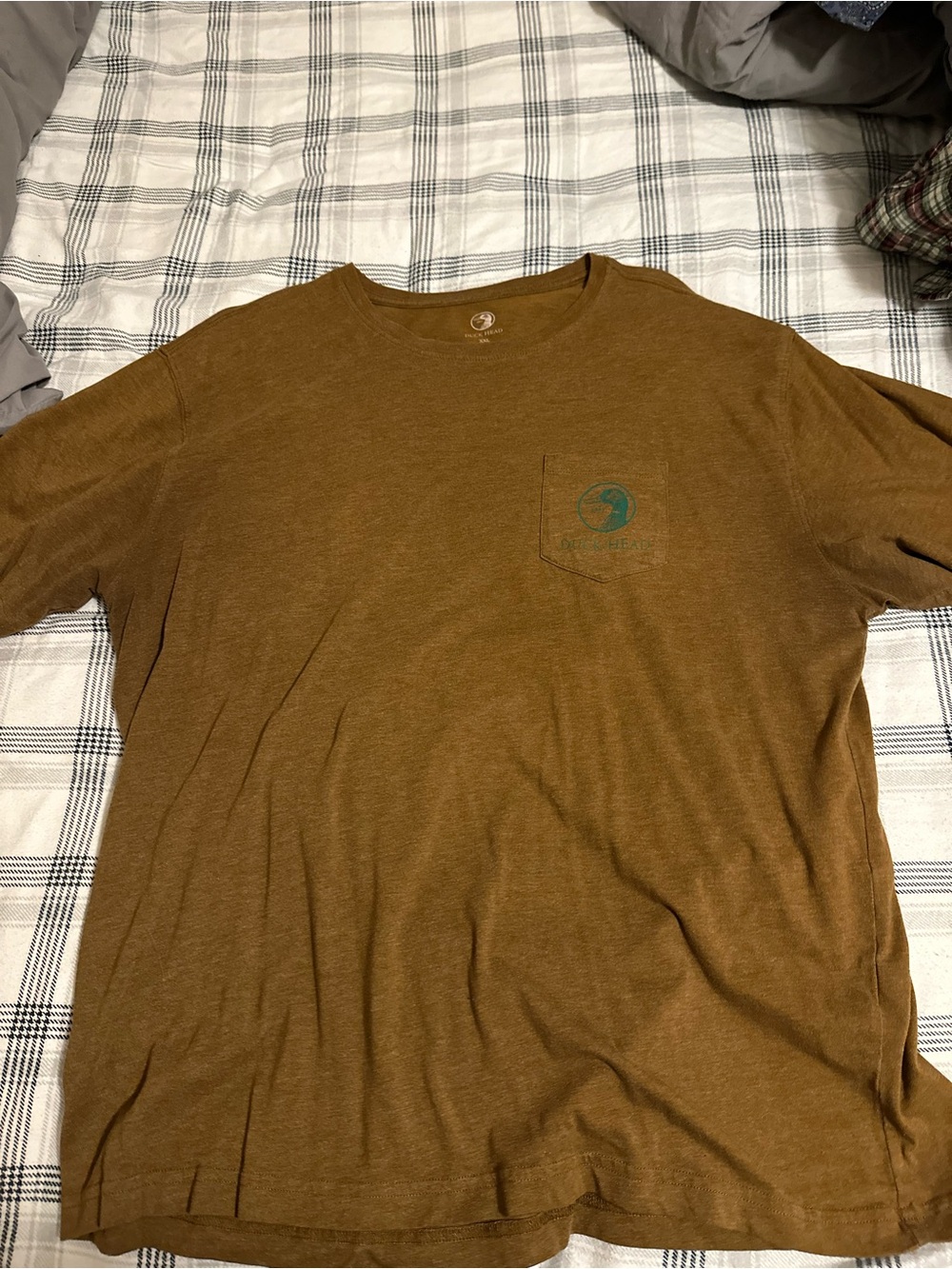 Duck Head Rust Brown Short-Sleeve Pocket Tee with Subtle Chest Graphic
